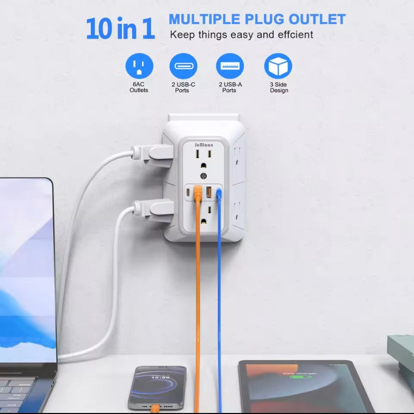 Multi Socket A Outlets 4 USB Ports (2 Type-C)