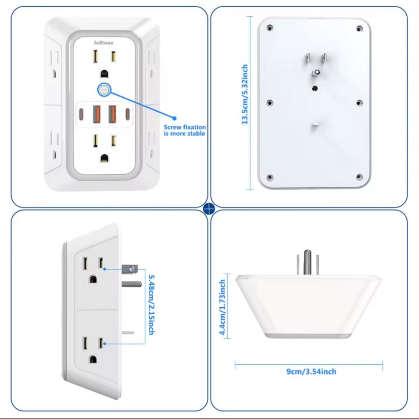 Multi Socket A Outlets 4 USB Ports (2 Type-C)