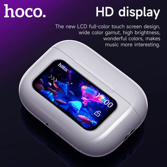 EW72 Wirelss Bluetooth 5.4 ANC Noise Reduction Earphone with LED Full Touch Smart Screen Charging Box Music Sports Earbuds